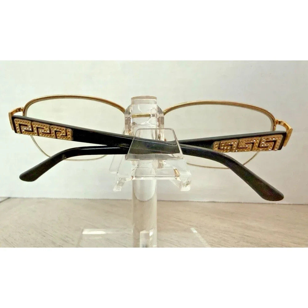 Versace MOD 1215-B 1002 Eyeglasses Half Rim Black Gold Italy 53-16-135 Luxottica
